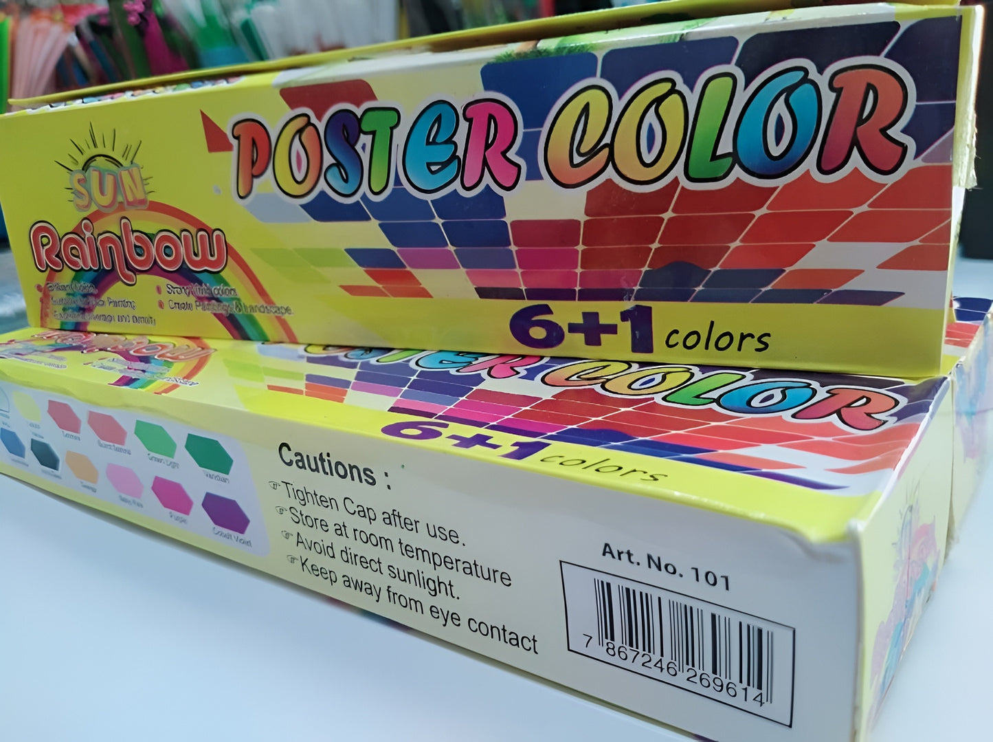 Poster Colours 6+1 Pack with Free Brush – Multi-Purpose Watercolor Set for Art, School, and Face Painting