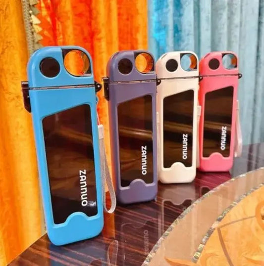 Square Shaped Double Layer Plastic Straw Water Bottle