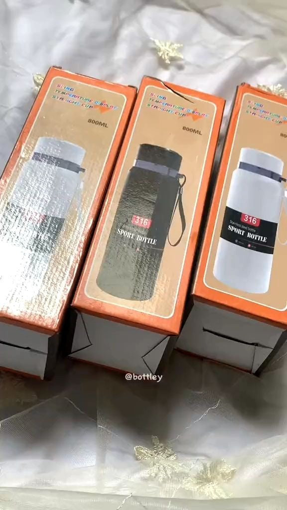 316 Bottle Portable Vacuum Stainless Steel Sports Smart Water Bottle 800ML