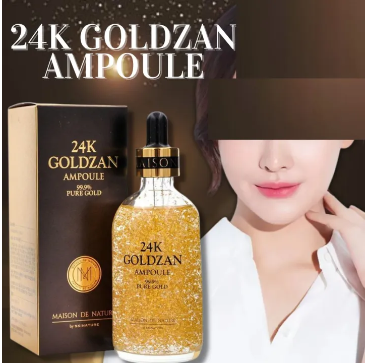 24K Goldzan Facial Serum Ampoule Pure Gold 99.9% Maison De Nature 100 ml Made in Korea.