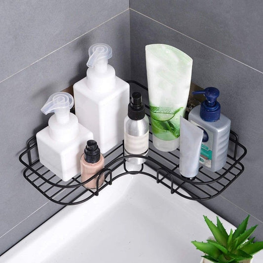 Bathroom Kitchen Punch Corner Frame Shower Shelf