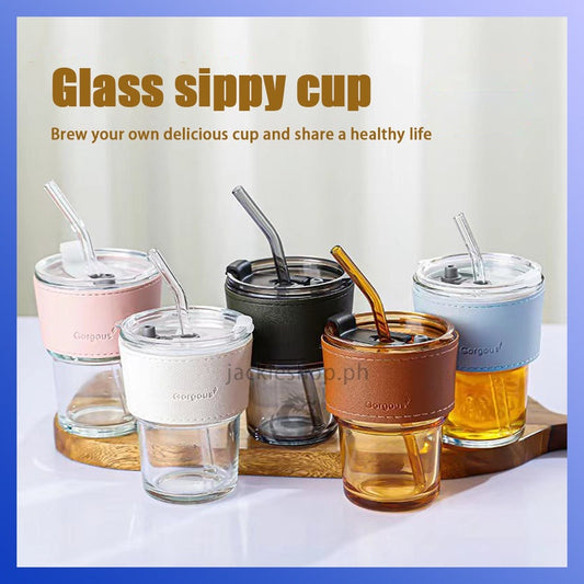 Juice Cup With Straw Glass Material