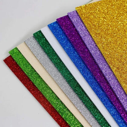 10PCS Glitter Foam Sheets – Premium A4 EVA Craft Adhesive Glitter Paper for DIY, Scrapbooking & School Projects