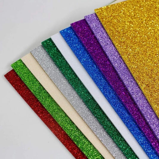10PCS Glitter Foam Sheets – Premium A4 EVA Craft Adhesive Glitter Paper for DIY, Scrapbooking & School Projects