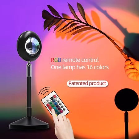 Sunset Lamp (WITH REMOTE) 16 Colors LED Changing 3-in-1 Sunset Light lamp with Multiple Modes, Adjustable Brightness with Remote Control, Sunset Projection lamp Ideal for Kids & Adults