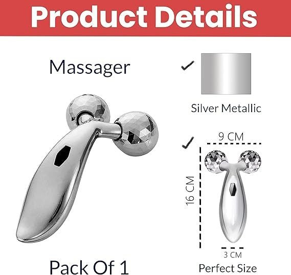 3d Manual Face Massager For Women Facial Massager and Face Roller For Glowing Skin Self Care Product Body Massage Tool Silver