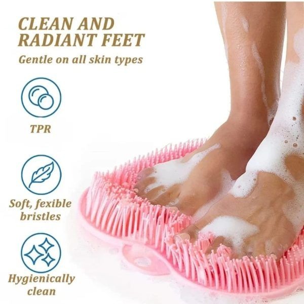 Shower mat for feet and back, wall mounted shower foot scrubber with suction cups, silicone massage foot scrubber for shower