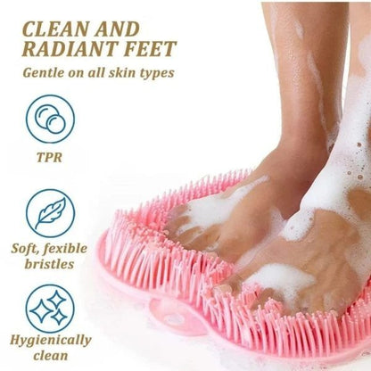 Shower mat for feet and back, wall mounted shower foot scrubber with suction cups, silicone massage foot scrubber for shower