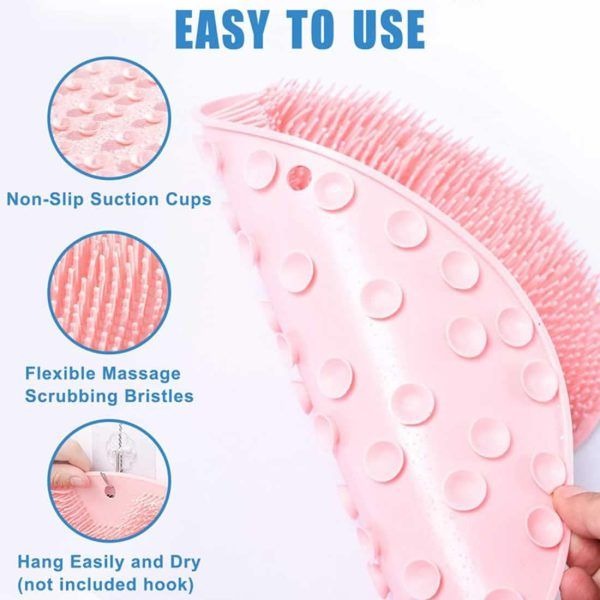 Shower mat for feet and back, wall mounted shower foot scrubber with suction cups, silicone massage foot scrubber for shower
