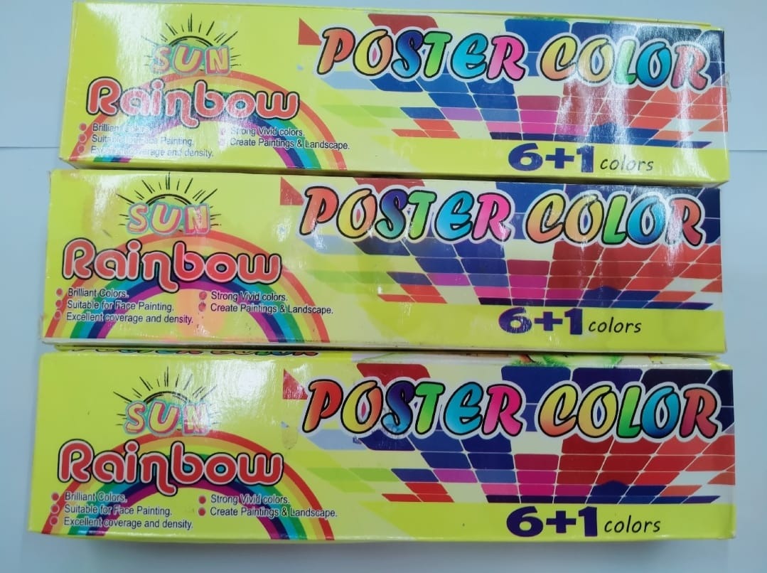 Poster Colours 6+1 Pack with Free Brush – Multi-Purpose Watercolor Set for Art, School, and Face Painting