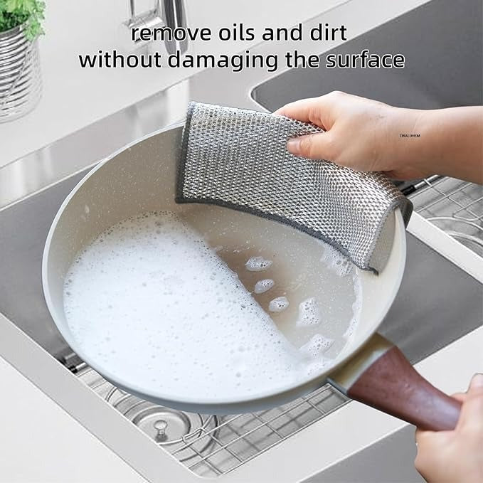 Durable Wire Dish Washing Cleaning Cloth – Heavy-Duty Scrubbing Rugs for Kitchen Dishes, Utensils &amp; Cookware - Pack Of 10
