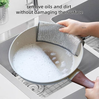 Durable Wire Dish Washing Cleaning Cloth – Heavy-Duty Scrubbing Rugs for Kitchen Dishes, Utensils &amp; Cookware - Pack Of 10