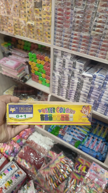 Poster Colours 6+1 Pack with Free Brush – Multi-Purpose Watercolor Set for Art, School, and Face Painting