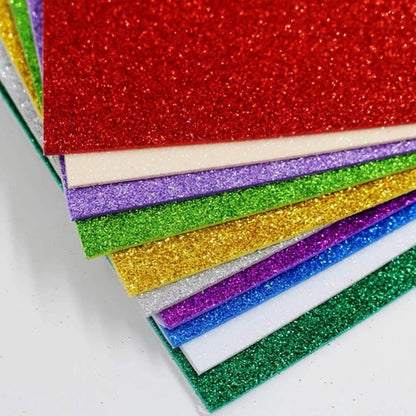 10PCS Glitter Foam Sheets – Premium A4 EVA Craft Adhesive Glitter Paper for DIY, Scrapbooking & School Projects