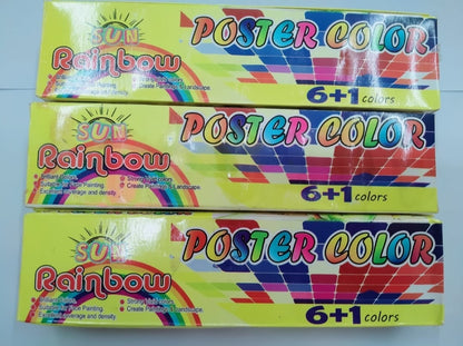 Poster Colours 6+1 Pack with Free Brush – Multi-Purpose Watercolor Set for Art, School, and Face Painting