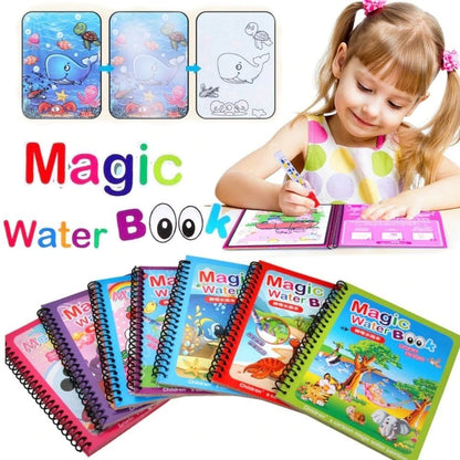 Magic Water Book Painting Drawing Coloring Book With Magic Water Pen ( Random Design )