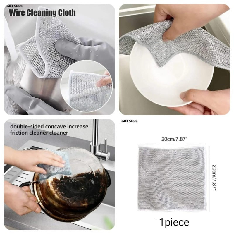 Durable Wire Dish Washing Cleaning Cloth – Heavy-Duty Scrubbing Rugs for Kitchen Dishes, Utensils &amp; Cookware - Pack Of 10