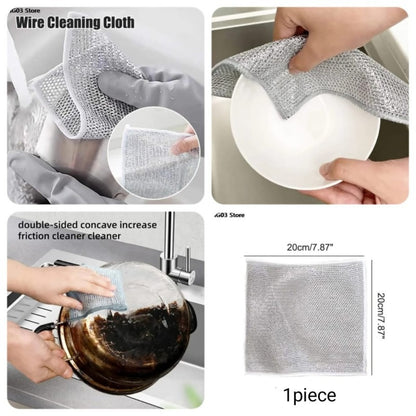 Durable Wire Dish Washing Cleaning Cloth – Heavy-Duty Scrubbing Rugs for Kitchen Dishes, Utensils &amp; Cookware - Pack Of 10