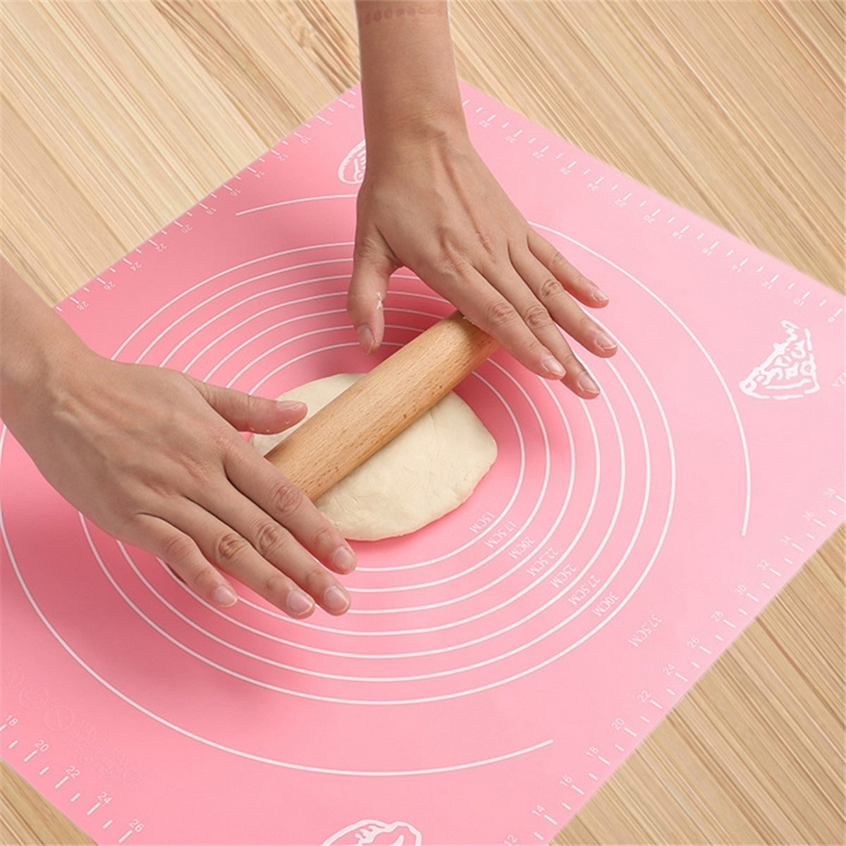 Silicone Baking Mat With Measurements Heat Resistant Cookie Sheet Oven Liner | Non Stick Flour Rolling Mat | Baking Mat Kneading Dough Pad (Random Color)