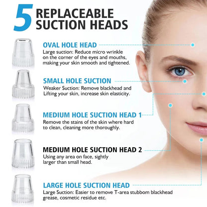 Upgraded Blackhead Remover Vacuum Facial Pore Cleaner Electric Acne Comedone Whitehead Extractor Tool 5 Probes For Women And Men