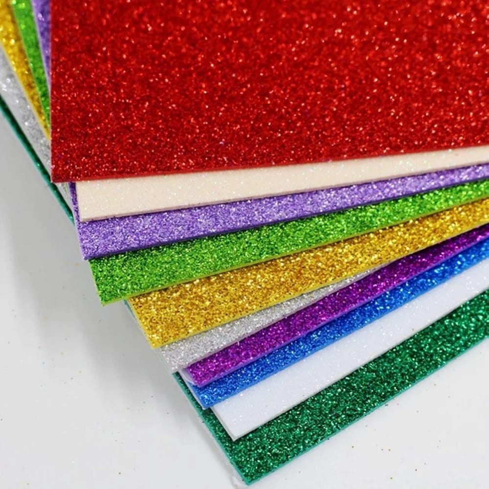 10PCS Glitter Foam Sheets – Premium A4 EVA Craft Adhesive Glitter Paper for DIY, Scrapbooking & School Projects