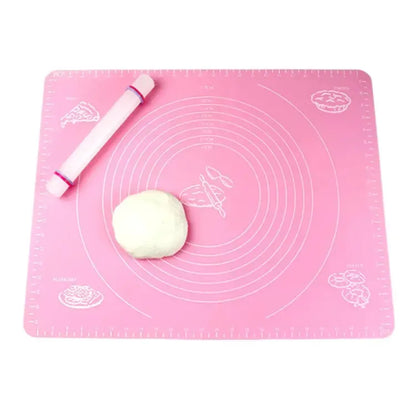 Silicone Baking Mat With Measurements Heat Resistant Cookie Sheet Oven Liner | Non Stick Flour Rolling Mat | Baking Mat Kneading Dough Pad (Random Color)