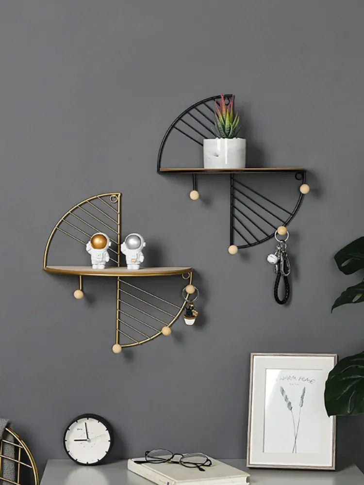 Modern simple and creative half circle rectangular wall shelf