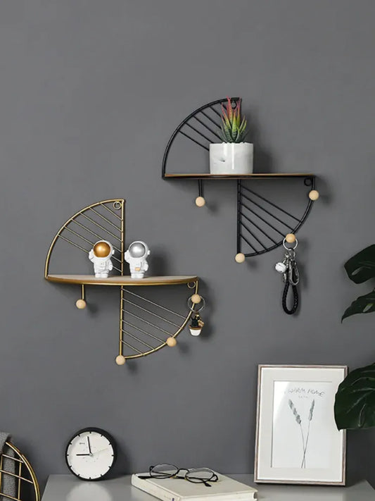 Modern simple and creative half circle rectangular wall shelf