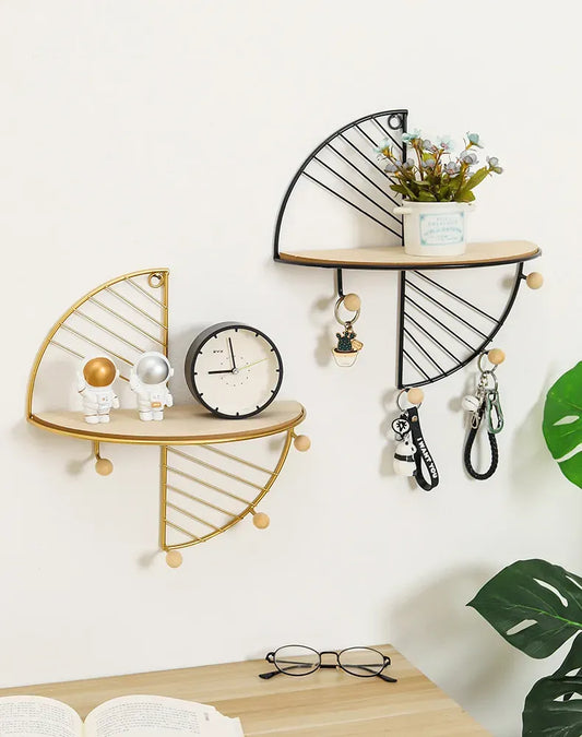 Modern simple and creative half circle rectangular wall shelf