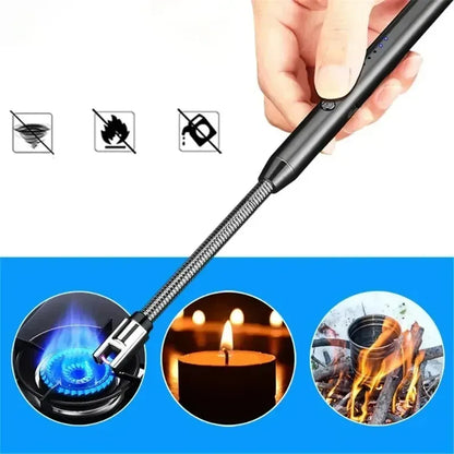 360° Outdoor Kitchen Lighter | USB Rechargeable Electronic Arc Lighter With Flexible Neck, Safety Lock