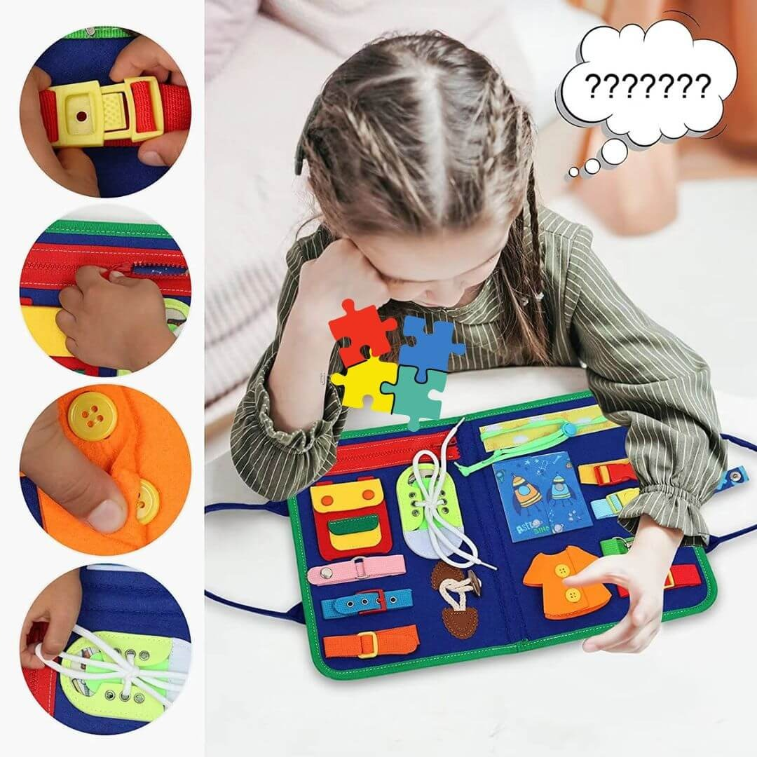 Reusable Montessori Busy Book For Toddlers | Educational Learning Toy With Stickers And Flashcards | Quiet Travel Activity Board For Kids | Early Skill And Motor Development (4 Page)