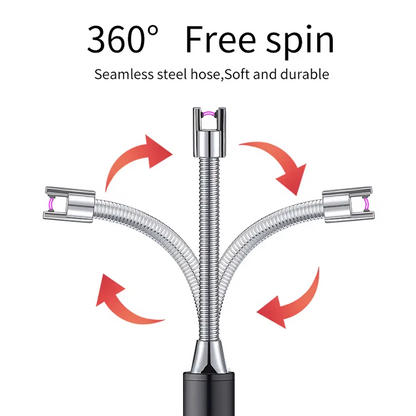 360° Outdoor Kitchen Lighter | USB Rechargeable Electronic Arc Lighter With Flexible Neck, Safety Lock