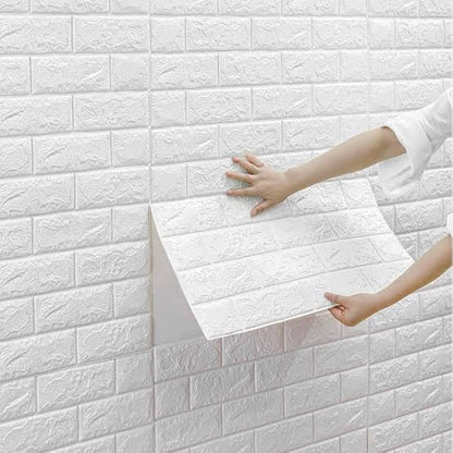 3d Wall Sticker White Brick Sheet | Bedroom Home Decor Waterproof Self Adhesive Living Room Wallpaper (Pack Of 1)