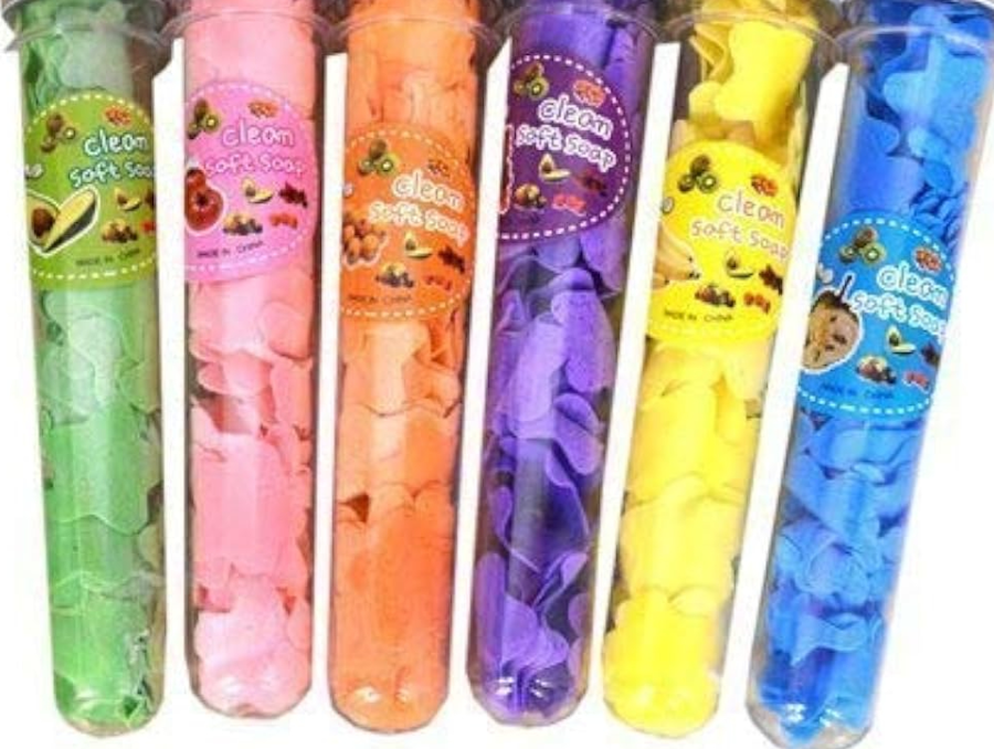 Disposable Paper Soap with Portable Tube Bottle – Multi-Color Travel Soap Sheets for Hand Washing, Camping, and Outdoor Use