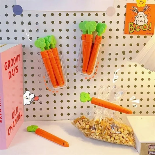 Magnetic Sealing Carrot Clips Pack Of 5 With Container Carrot Shape Clips