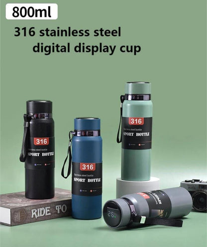 316 Bottle Portable Vacuum Stainless Steel Sports Smart Water Bottle 800ML