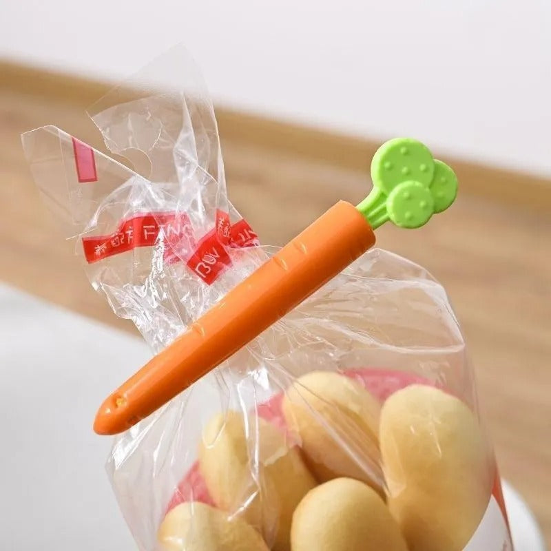 Magnetic Sealing Carrot Clips Pack Of 5 With Container Carrot Shape Clips