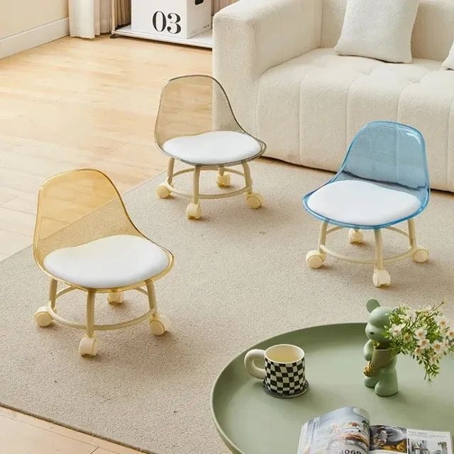 Rotatable Transparent Heavy Duty Chair with Wheels