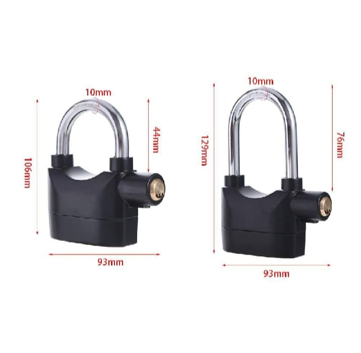 Universal Security Alarm Lock System Waterproof Black Anti Theft Siren 110Dba Alarm Anti Padlock