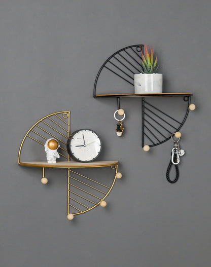 Modern simple and creative half circle rectangular wall shelf