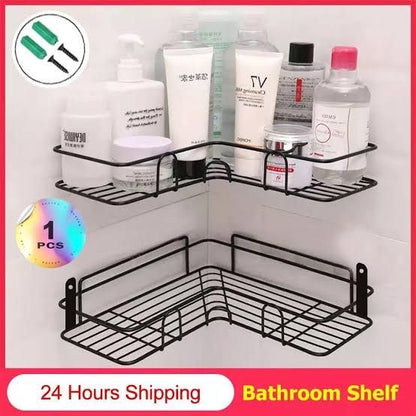 Bathroom Kitchen Punch Corner Frame Shower Shelf