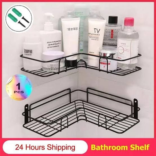 Bathroom Kitchen Punch Corner Frame Shower Shelf