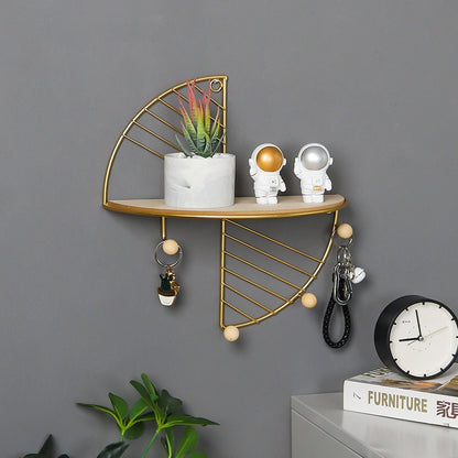 Modern simple and creative half circle rectangular wall shelf
