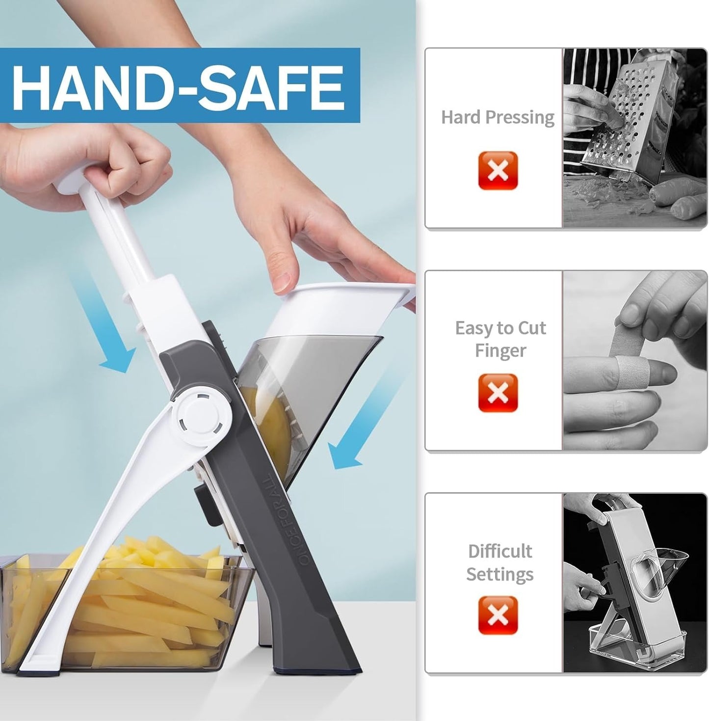 Safe And Multifunctional Mandoline Slicer Adjustable Vegetable Cutter