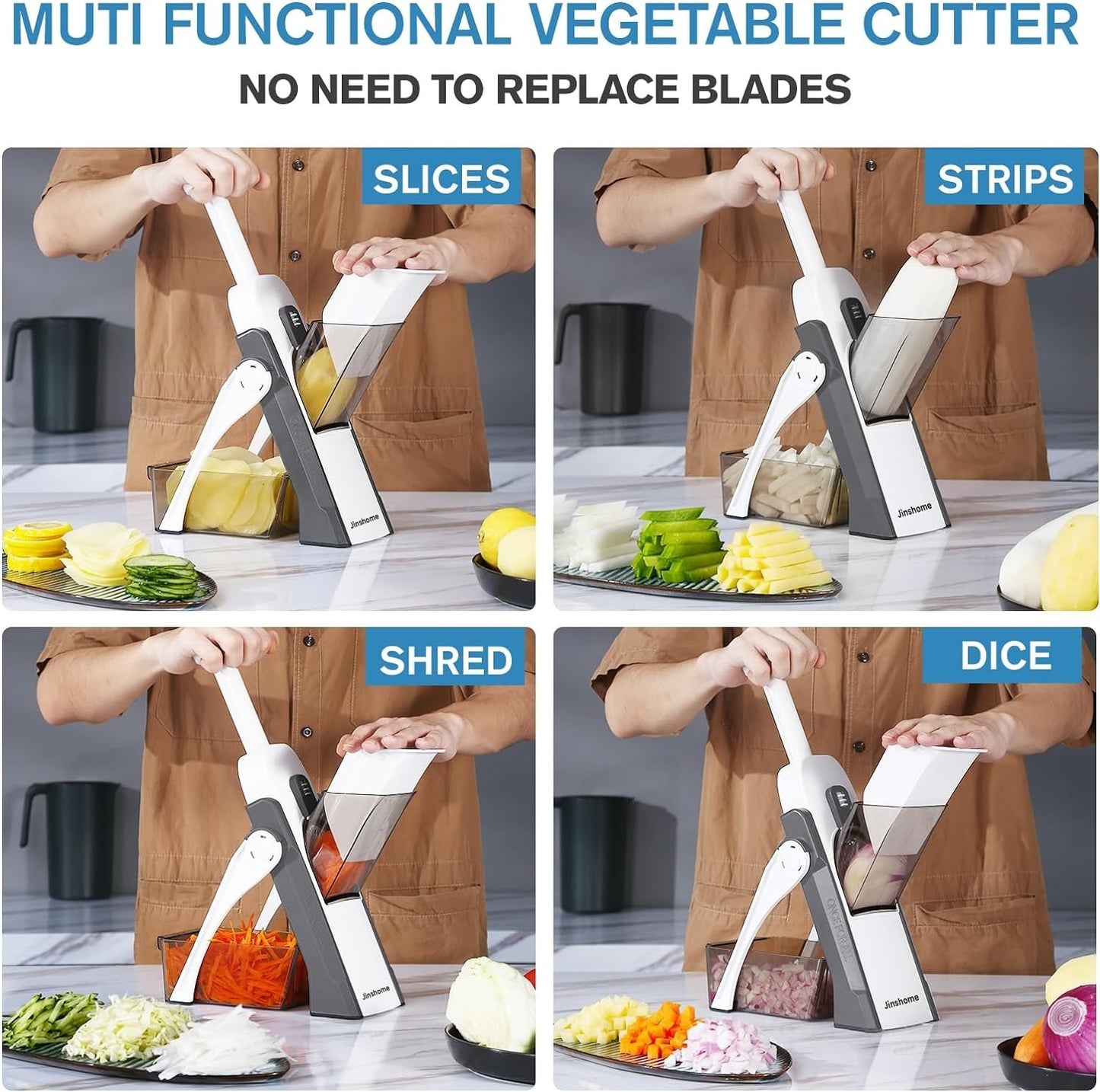 Safe And Multifunctional Mandoline Slicer Adjustable Vegetable Cutter