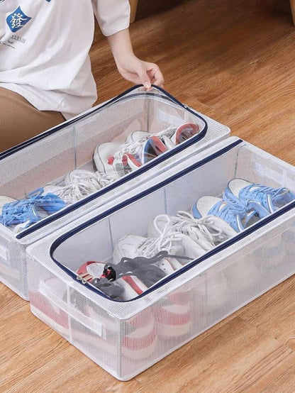 Transparent Storage Shoe Box Steel Structure Free Installation Shoe Cabinet