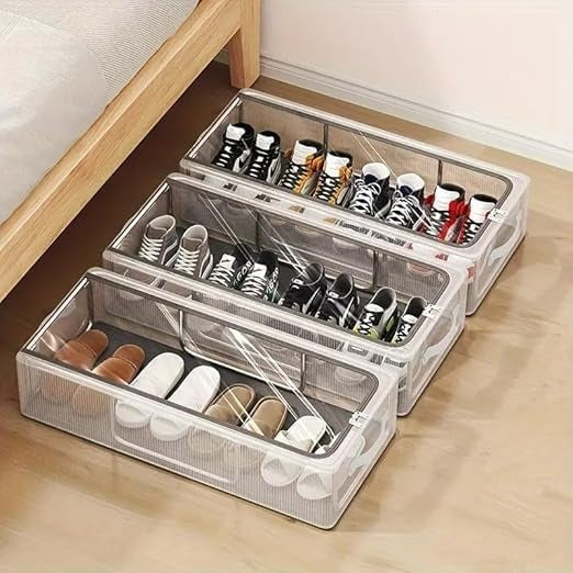 Transparent Storage Shoe Box Steel Structure Free Installation Shoe Cabinet