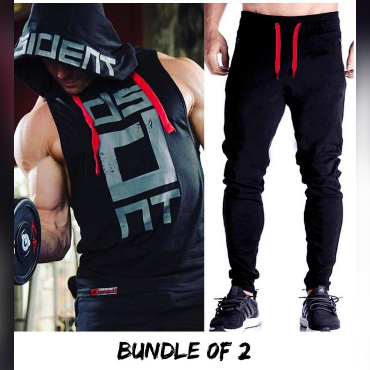 Black Gym Sleeveless Hood Tracksuit