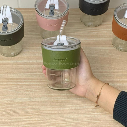 Juice Cup With Straw Glass Material