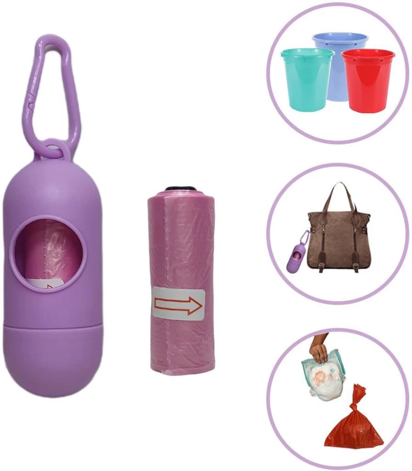 Portable Diaper Bag Dispenser with 2 Refill Rolls Travel Baby Poop Bag Holder